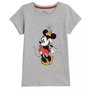 Classic Disney Minnie Mouse Graphic T-Shirt‎ Gray Ladies Crewneck Tee Size Large